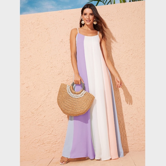 Rouge! Dresses & Skirts - Pastel Color Block A-line Maxi Cami Dress